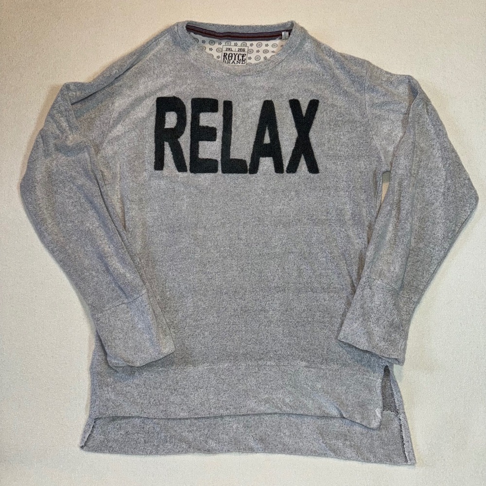 ROYCE BRAND Women Plus Sz Gray Relax Graphic Sweatshirt Crewneck Long Sleeve 2XL